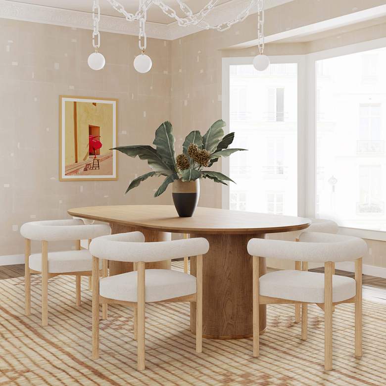 Image 1 TOV Spara 25 1/2" Wide White Cream Boucle Fabric Modern Dining Chair in scene