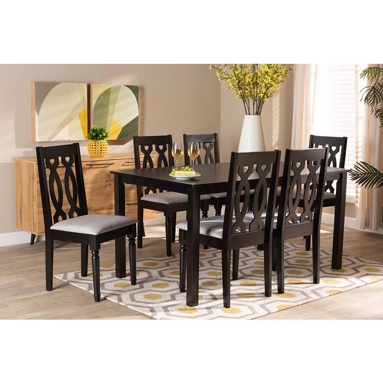 Image 1 Baxton Studio Cherese Dark Brown Wood 7-Piece Dining Set in scene