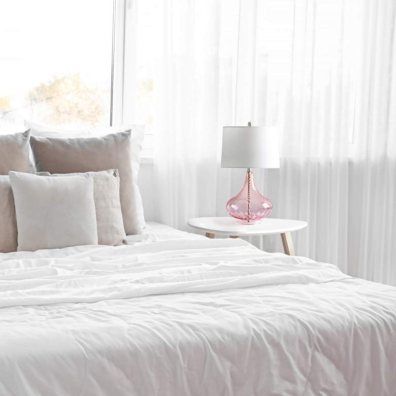 Image 1 Lalia Home Wavy Light Pink Glass Table Lamp in scene