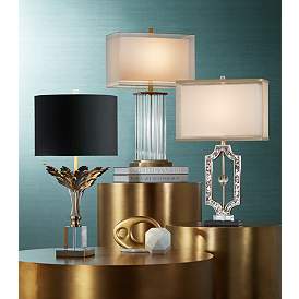 Image1 of Vienna Full Spectrum Cheri Brass Leaves and Crystal Traditional Table Lamp in scene