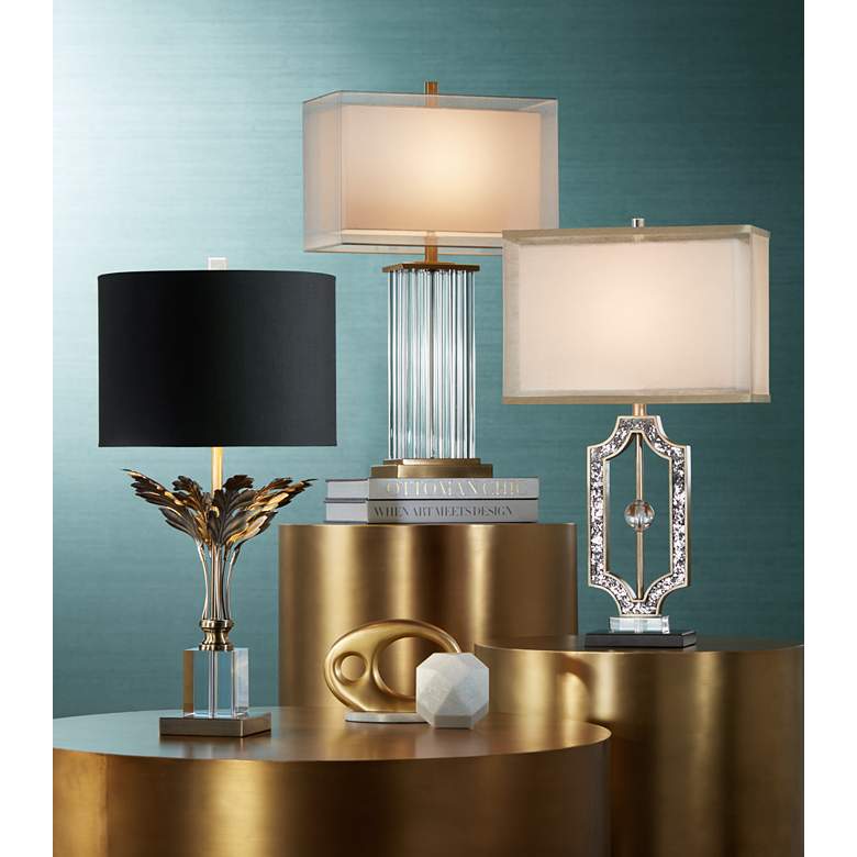 Image 1 Vienna Full Spectrum Cheri Brass Leaves and Crystal Traditional Table Lamp in scene