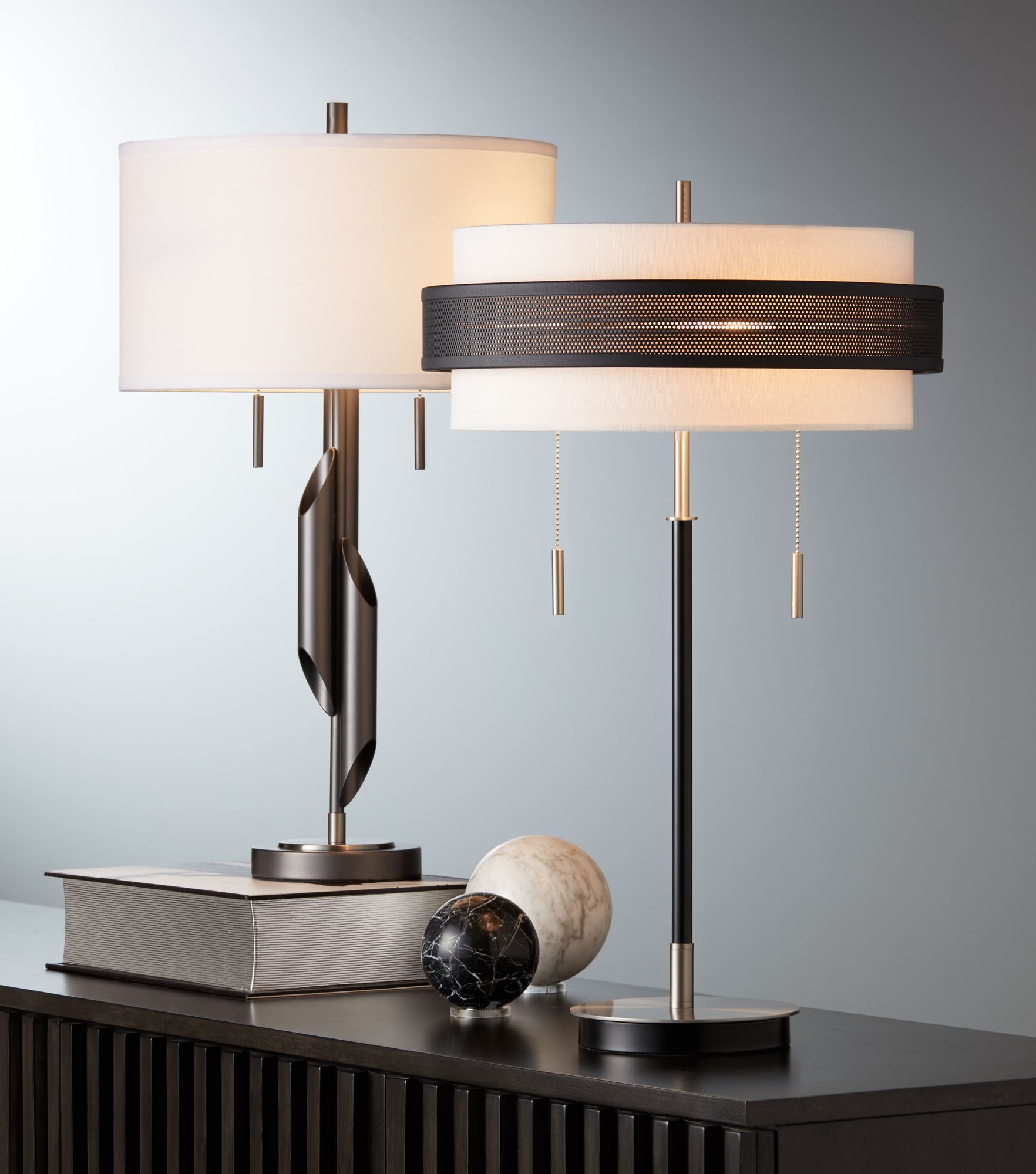 black and chrome table lamps