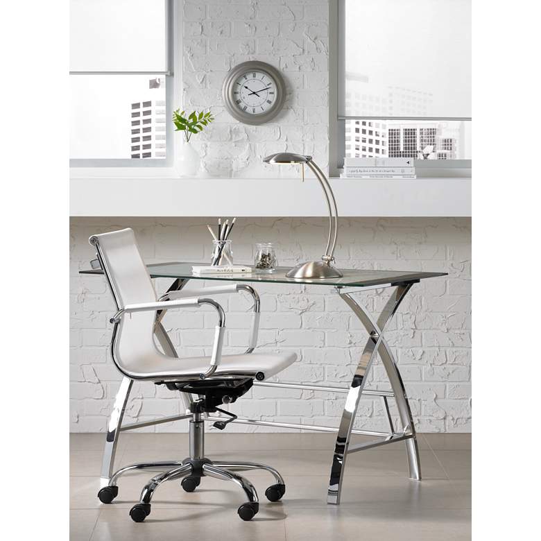 Lealand White and Chrome Low Back Desk Chair in scene