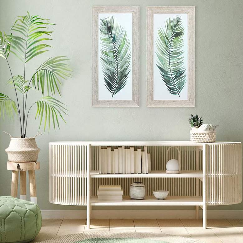 Image 1 Dancing Palm 34" High 2-Piece Printed Framed Wall Art Set in scene
