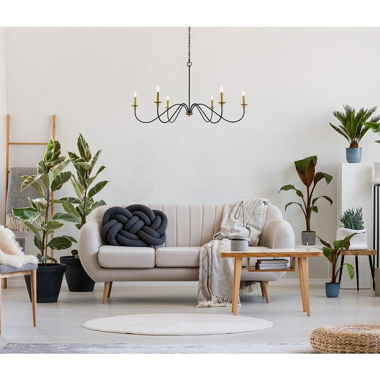 Image 1 Rohan 48" Wide Brass and Black 6-Light Chandelier in scene
