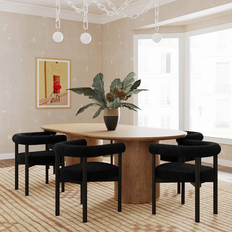 Image 1 TOV Spara 25 1/2" Wide Black Boucle Fabric Dining Chair in scene