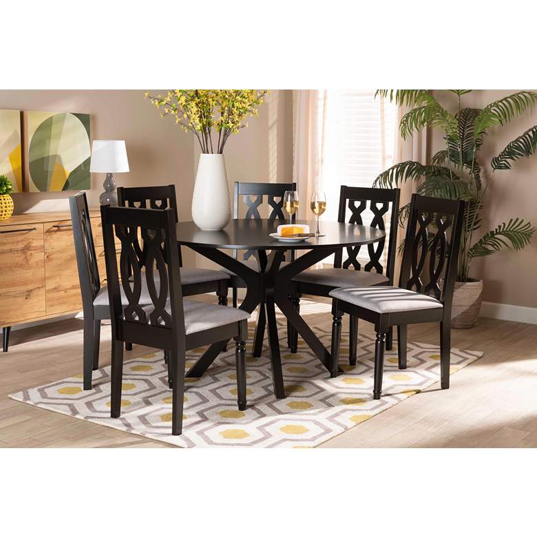 Image 1 Baxton Studio Callie Dark Brown 7-Piece Dining Set in scene