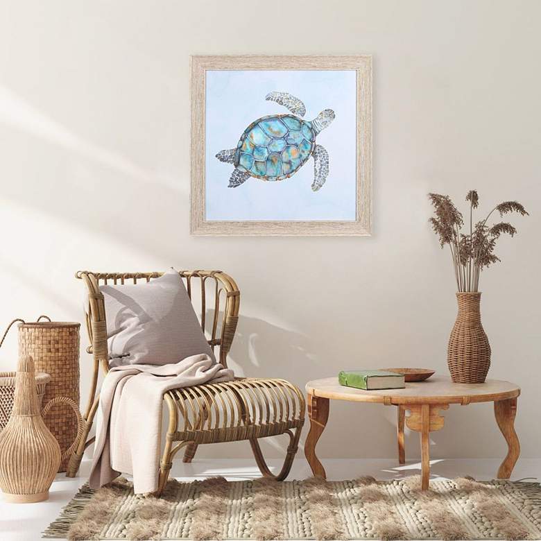 Image 1 Blue Sea Turtle I 28 inch Square Framed Wall Art in scene