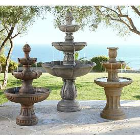 Image1 of Tuscan Garden 41 1/2" Dark Stone Finish Traditional Tiered Fountain in scene