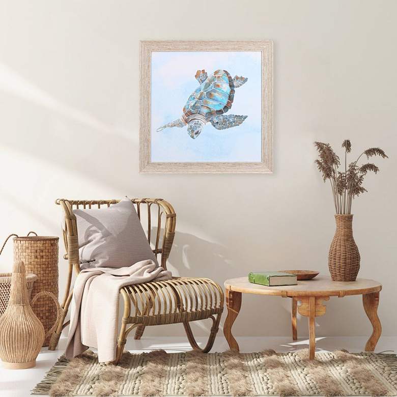 Image 1 Blue Sea Turtle II 28" Square Framed Wall Art in scene