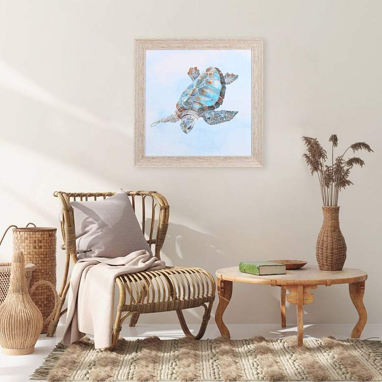 Image 1 Blue Sea Turtle II 28 inch Square Framed Wall Art in scene