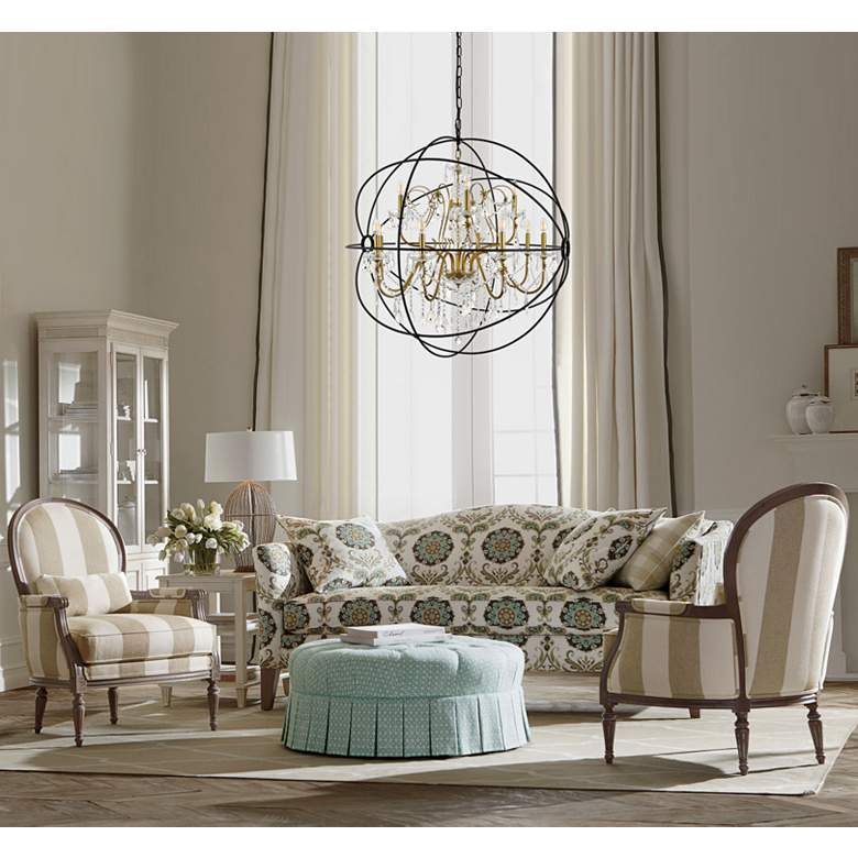 Image 1 Cordelia 43 1/2" Wide Black and Gold 12-Light Chandelier in scene