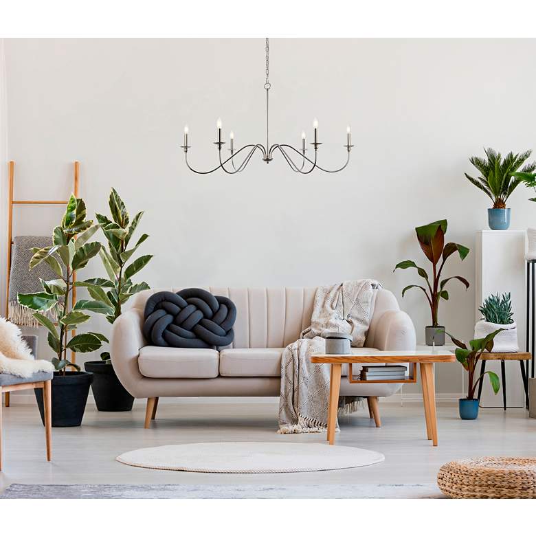 Image 1 Rohan 48" Wide Polished Nickel 6-Light Chandelier in scene
