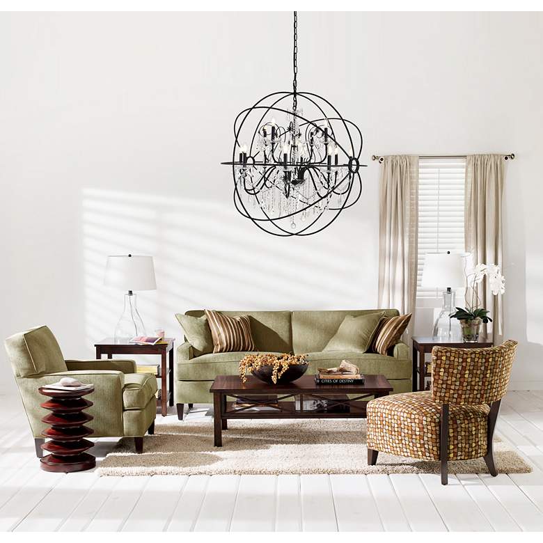 Image 1 Elegant Lighting Cordelia 43 1/2" Black Crystal 12-Light Chandelier in scene