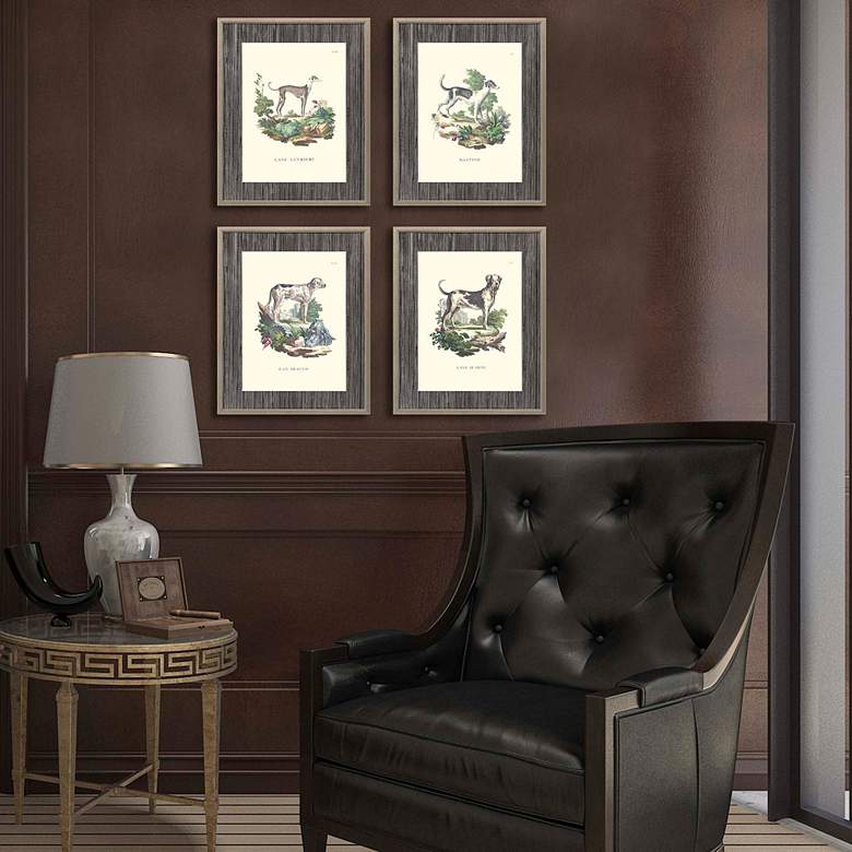 Image 1 French Dogs 21" High 4-Piece Giclee Framed Wall Art Set in scene