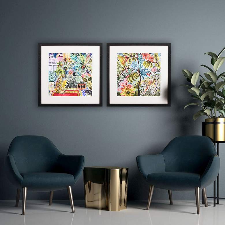 Image 1 Jungle Cat Landscape 26 inch Square 2-Piece Framed Wall Art Set in scene