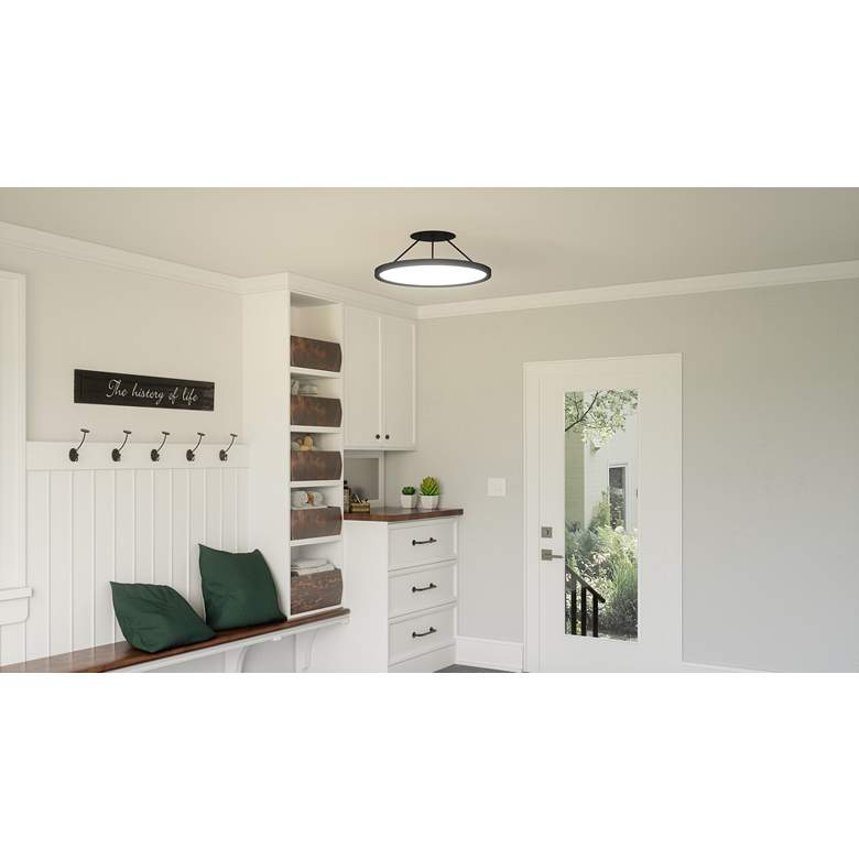 Image 1 Outskirts Integrated LED Earth Black Semi-Flush Mount in scene