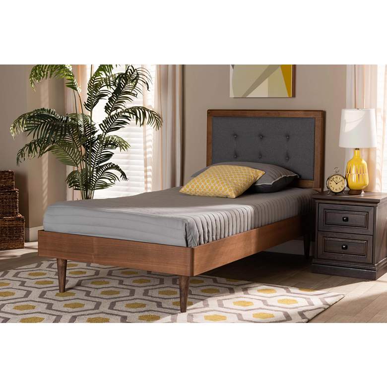 Image 1 Baxton Studio Greta Dark Gray Fabric Twin Size Platform Bed in scene