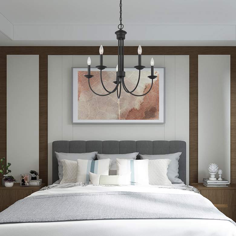 Image 1 Estate 25" Wide Black 5-Light Chandelier in scene