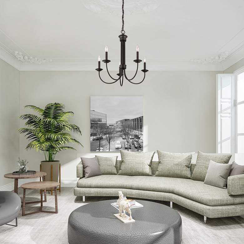 Image 1 Estate 25" Wide Bronze 5-Light Chandelier in scene