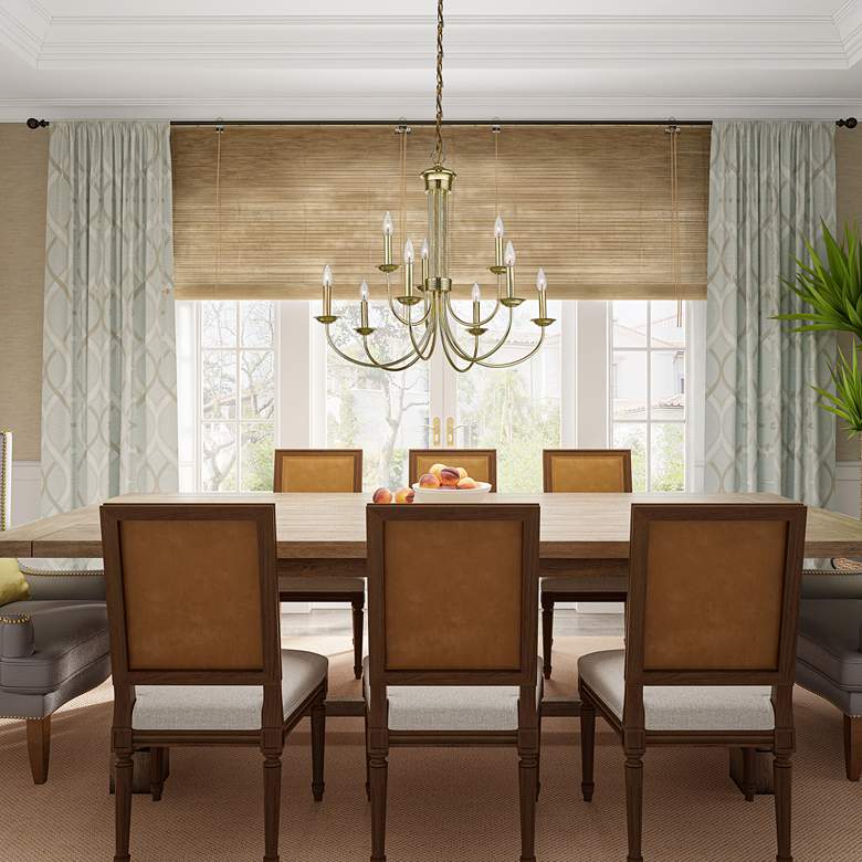 Image 1 Estate 30" Wide Polished Brass 9-Light Chandelier in scene