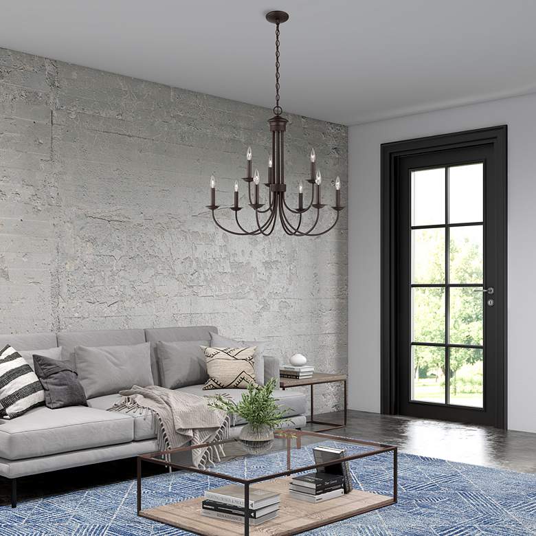 Image 1 Estate 30" Wide Bronze 9-Light Taper Candle Style Chandelier in scene