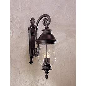 Image5 of Minka Newport Collection 28" Traditional Scroll Arm Outdoor Wall Lamp in scene