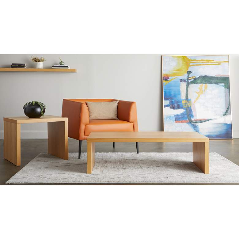 Image 1 Barney 74 3/4" Wide Oak Veneer Wood Floating Wall Shelf in scene