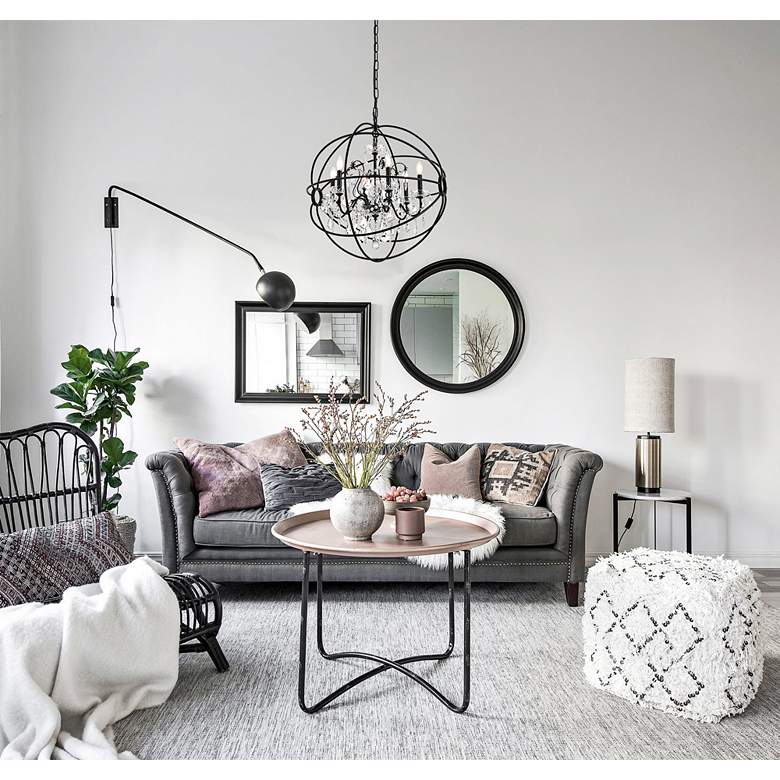 Image 1 Cordelia 25 1/2" Wide Black Iron 6-Light Orb Chandelier in scene