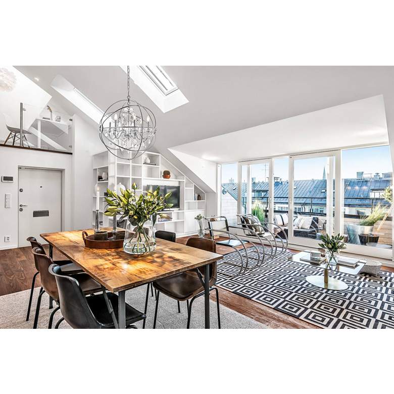 Image 1 Cordelia 25 1/2" Wide Chrome Iron 6-Light Orb Chandelier in scene