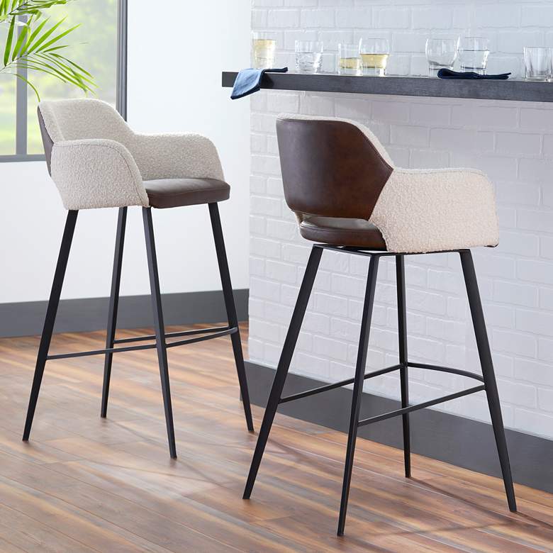 Image 1 Desi 29 1/4" Light Brown Ivory Swivel Bar Stool in scene