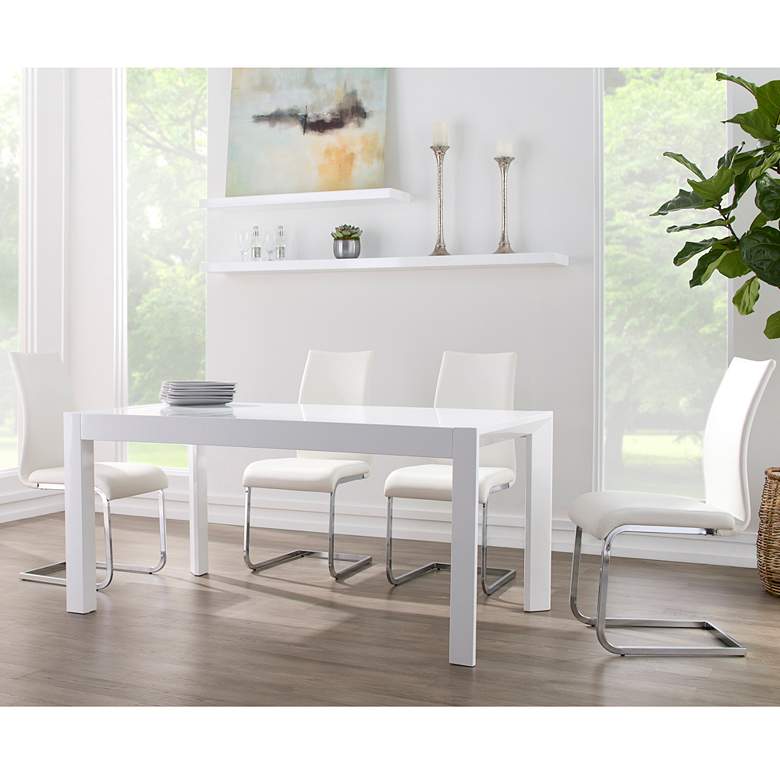 Image 1 Barney 74 3/4" Wide White Lacquer Wood Floating Wall Shelf in scene
