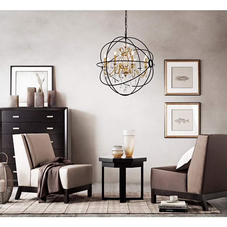 Image 1 Cordelia 32" Wide Black and Gold 8-Light Pendant in scene