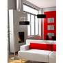 Thumbnail1 of All Black Giclee Shade Arc Floor Lamp in scene