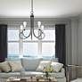 1_Bari 25 1/2"W Black with Brushed Nickel 5-Light Chandelier in scene