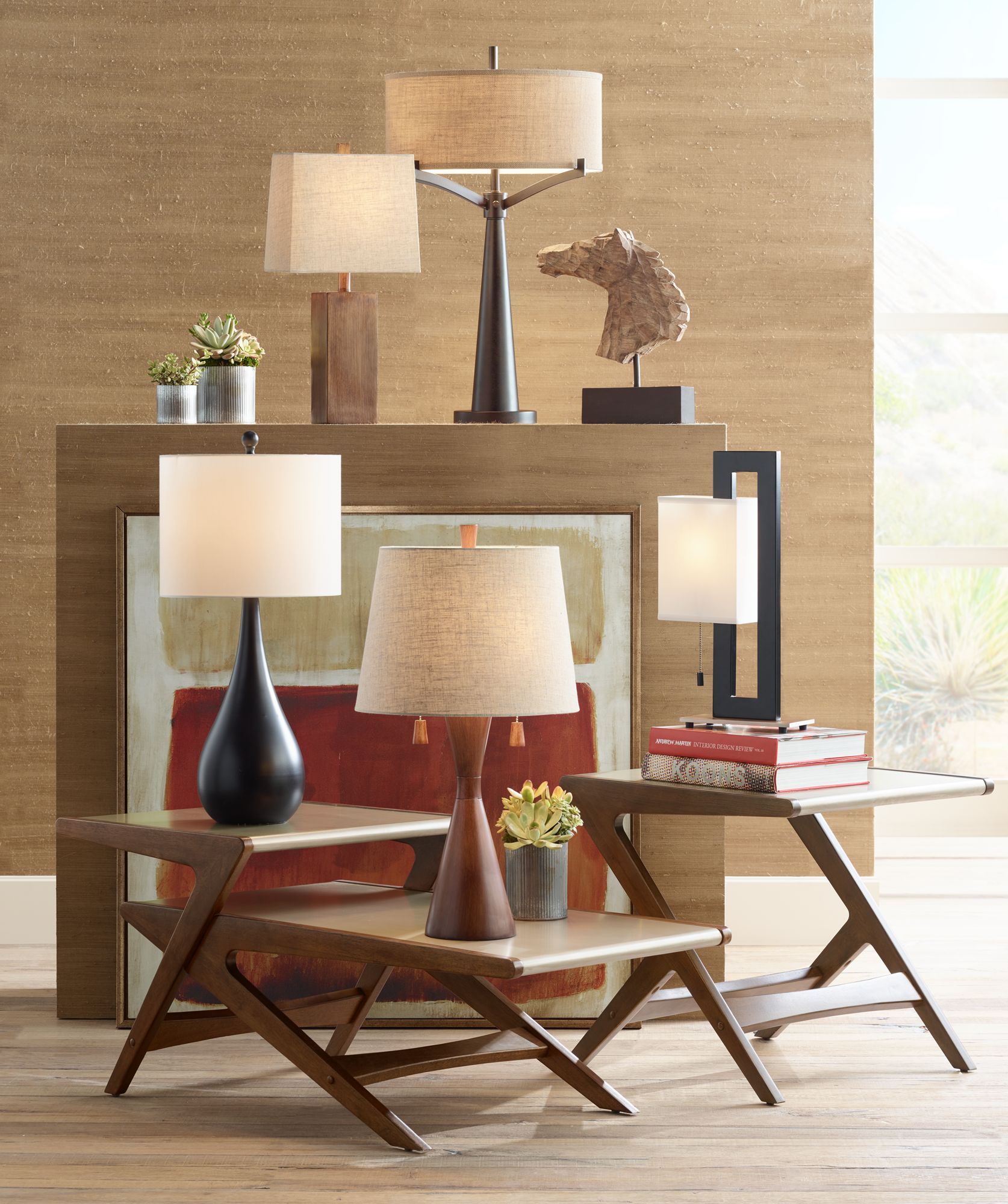 brown wood table lamp