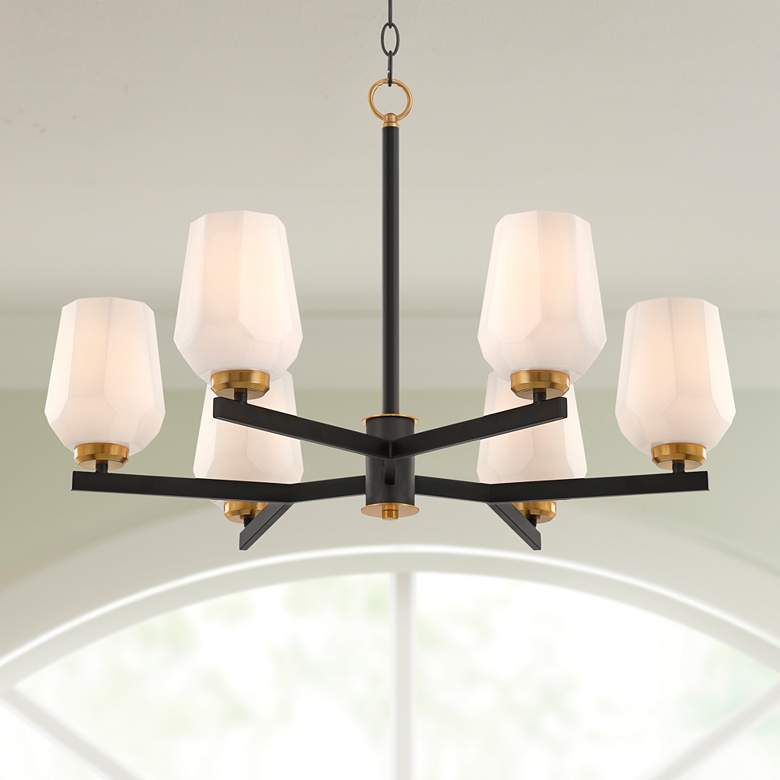Image 1 Possini Euro Jeremiah 28"W Black and Gold 6-Light Chandelier in scene