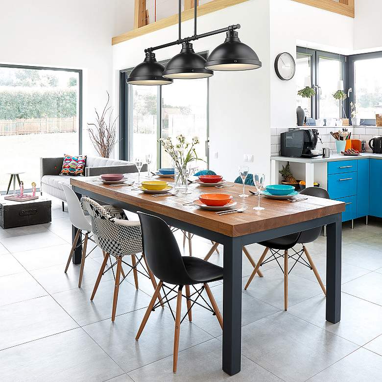 Image 1 Duncan 40" Wide Matte Black 3-Light Linear Pendant in scene
