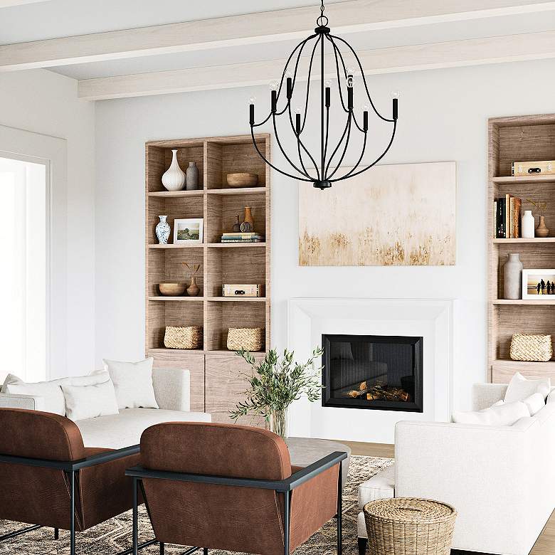 Image 1 Capital Madison 32 1/2" Wide Matte Black 9-Light Chandelier in scene