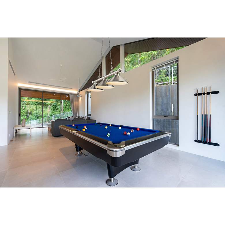 Image 1 Cordon 57 1/4" Wide Brushed Nickel 3-Light Billiard Pendant in scene