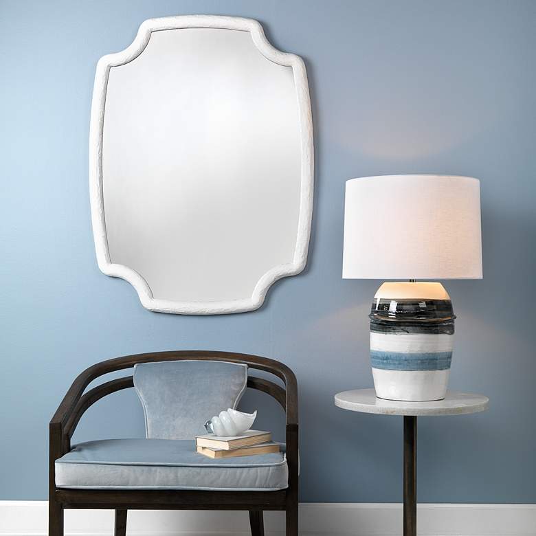Image 1 Selene Textured White 36 inch x 48 inch Rectangular Wall Mirror in scene