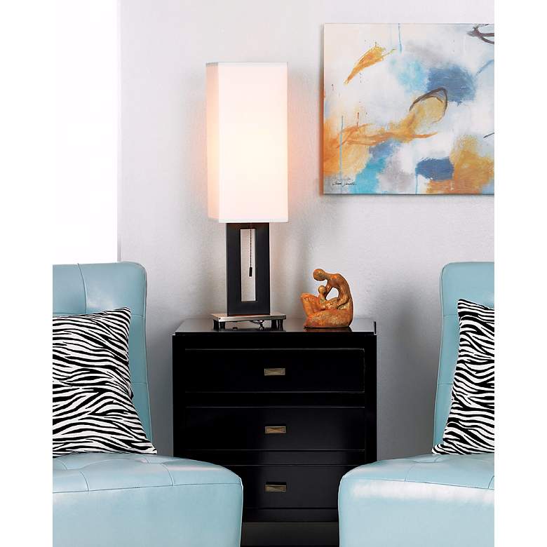 Image 7 360 Lighting Floating Rectangle 30 inch Black and White Modern Table Lamp in scene