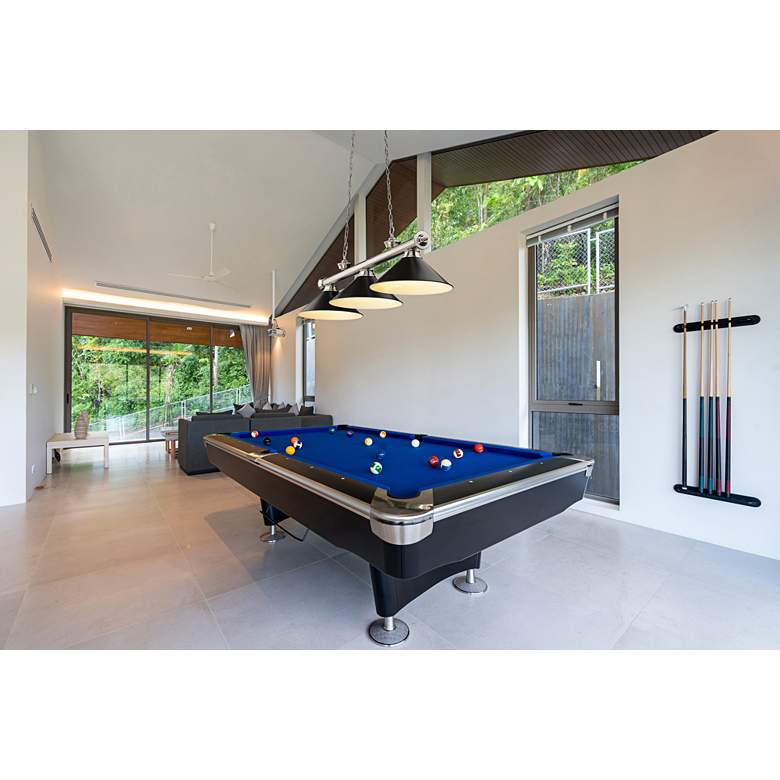 Image 1 Cordon 57 1/4" Wide Black and Black 3-Light Billiard Pendant in scene