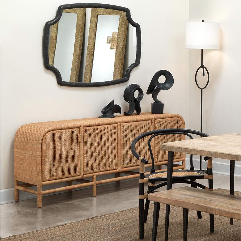 Image 1 Selene Textured Charcoal 36" x 48" Rectangular Wall Mirror in scene