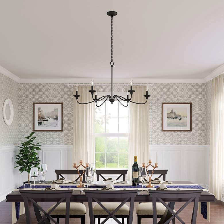 Image 1 Millennium Lighting Delvona 37" Wide Matte Black Candelabra Chandelier in scene