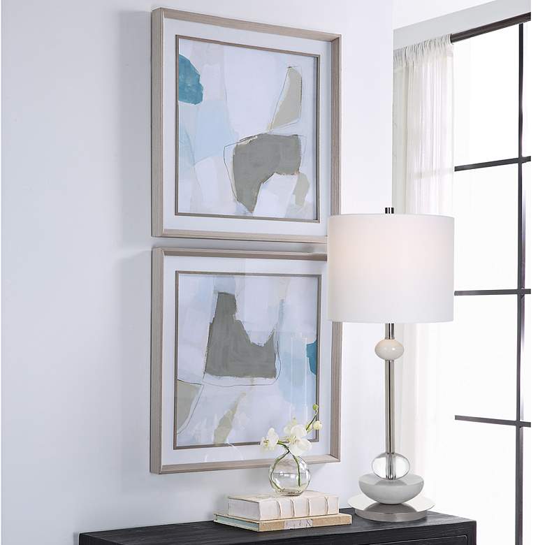 Image 1 Mist Shapes 25 1/2" Square 2-Piece Framed Wall Art Set in scene
