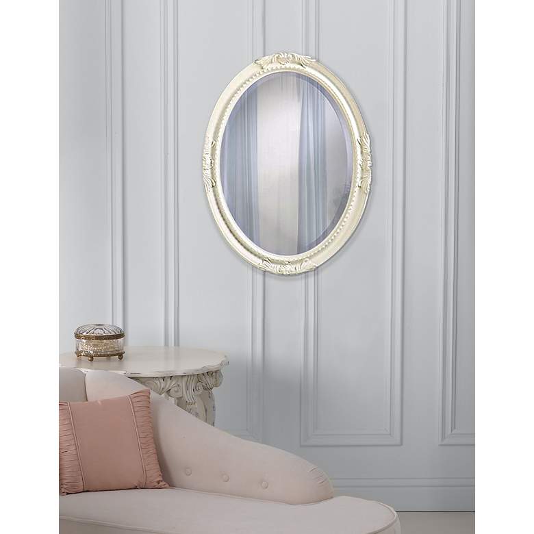 Image 1 Emma Glossy White 25" x 33" Oval Wall Mirror in scene
