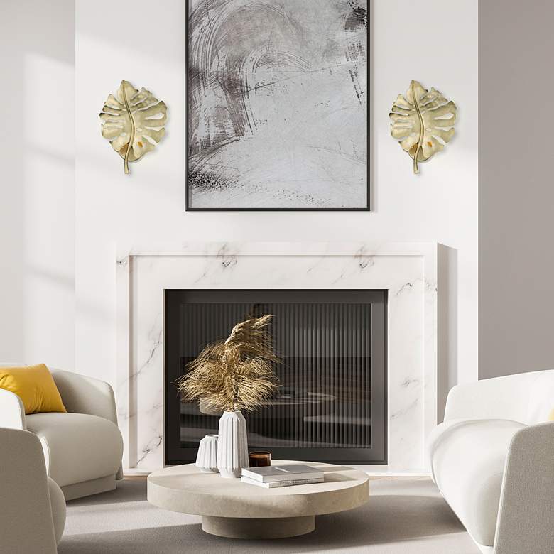 Image 1 Aruba 16 3/4" High White Gold Metal Wall Sconce in scene