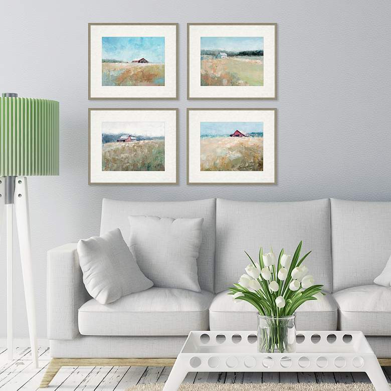 Image 1 Top of the Hill 23 inch Wide 4-Piece Giclee Framed Wall Art Set in scene