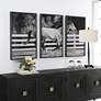 1_Galloping Forward 3-Piece Framed Printed Wall Art Set in scene